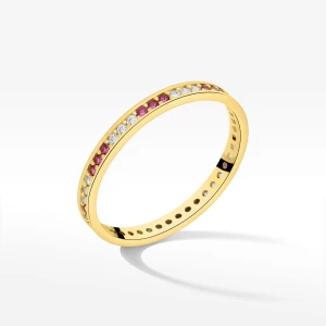 Pierścionek ze złota z różowymi i białymi cyrkoniami Filipowicz