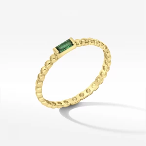 Pierścionek ze złota z zieloną cyrkonią