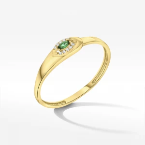 Pierścionek ze złota z zieloną cyrkonią Filipowicz