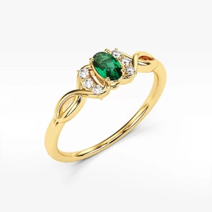 Pierścionek ze złota z zieloną i białymi cyrkoniami Filipowicz
