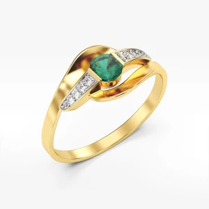 Pierścionek ze złota z zieloną i białymi cyrkoniami Filipowicz
