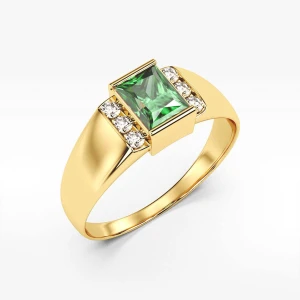 Pierścionek ze złota z zieloną i białymi cyrkoniami Filipowicz