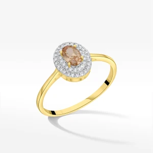 Pierścionek ze złota z żółtymi i białymi cyrkoniami Filipowicz