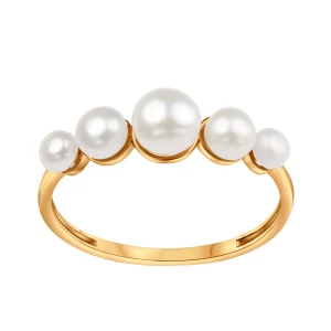 Pierścionek złoty z perłami - Pearls Pearls - Biżuteria YES