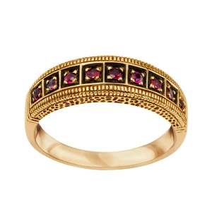 Pierścionek złoty z rubinami - Kolekcja Wiktoriańska Wiktoriańska - Biżuteria YES