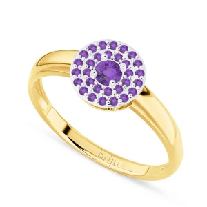 Pierścionek żółte złoto ametyst 585 (P2398-101) Briju