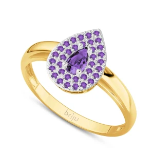 Pierścionek żółte złoto ametyst 585 (P2423-101) Briju