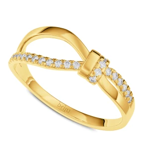 Pierścionek żółte złoto cyrkonia 585 (P2493-101) Briju