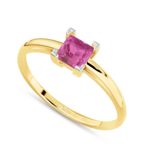 Pierścionek żółte złoto rubin syntetyczny 585 (P2418-101) Briju