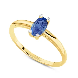 Pierścionek żółte złoto szafir syntetyczny 333 (P2399-101) Briju