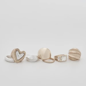 Pierścionki w kolorze srebrnym i złotym House x Klaudia Sadownik 7-pak