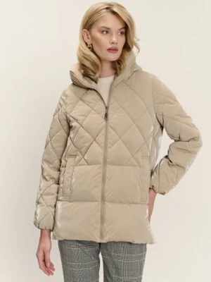 Pikowana beżowa kurtka z kapturem Greenpoint
