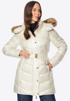 Pikowana damska kurtka z naturalnym puchem kremowa Wittchen