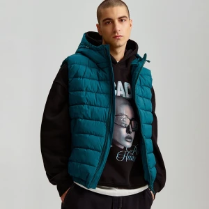 Pikowana kamizelka na stójce turkusowa House