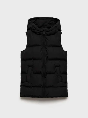 Pikowana kamizelka z kapturem czarny - Dzieci - lata - MANGO KIDS