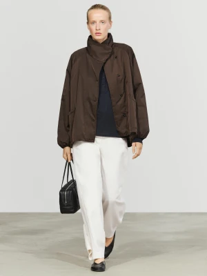 Pikowana Kurtka O Obszernym Kroju - Szarobrązowy - Massimo Dutti - Female