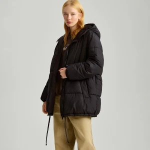 Pikowana kurtka puffer z regulacją u dołu czarna House