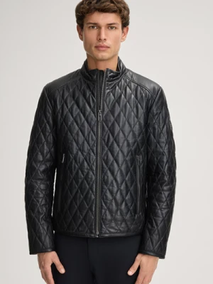 Pikowana kurtka skórzana Boys w kolorze czarnym Joop