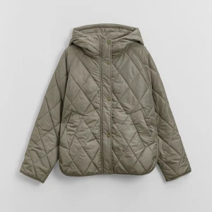 Pikowana kurtka w romby z kapturem oliwkowa House