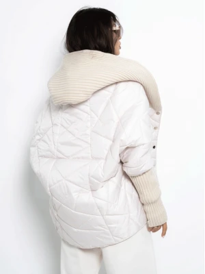 Pikowana kurtka z dzianinowym rękawem MOEKO - beżowa  magmac 