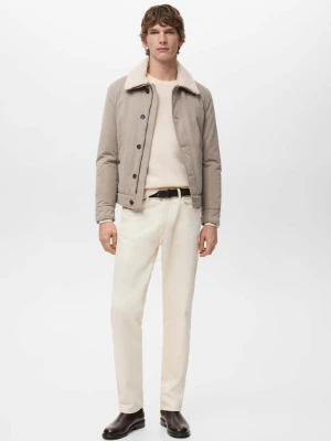 Pikowana kurtka z futrzanym kołnierzem piaskowy - Mężczyzna - - MANGO MAN