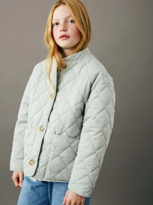 Pikowana kurtka z guzikami bladozielony - Dzieci - - MANGO KIDS