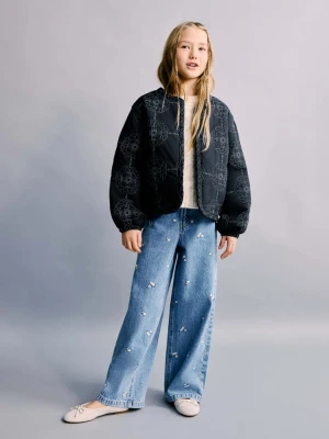 Pikowana kurtka z haftem granatowy - Dzieci - - MANGO KIDS