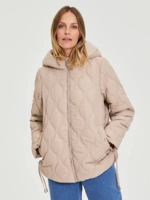 Pikowana kurtka z kapturem beżowa Moodo