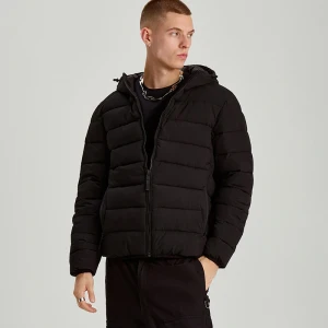 Pikowana kurtka z kapturem i ociepleniem basic czarna House