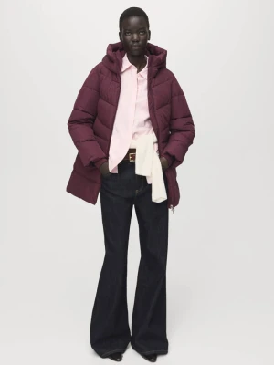 Pikowana kurtka z kapturem kasztanowy - Kobieta - - MANGO