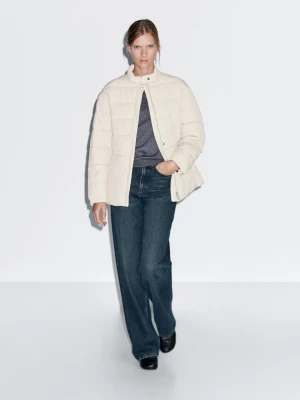 Pikowana Kurtka Ze Stójką - Beżowy - - Massimo Dutti - Kobieta