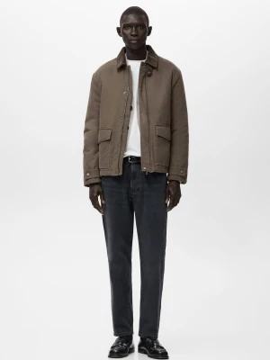 Pikowana kurtka ze sztruksowym kołnierzem brązowy - Mężczyzna - - MANGO MAN