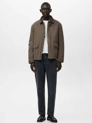 Pikowana kurtka ze sztruksowym kołnierzem brązowy - Mężczyzna - - MANGO MAN