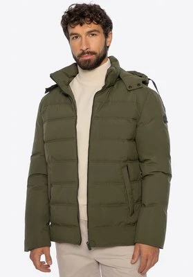 Pikowana męska kurtka z kapturem ciemnozielona Wittchen
