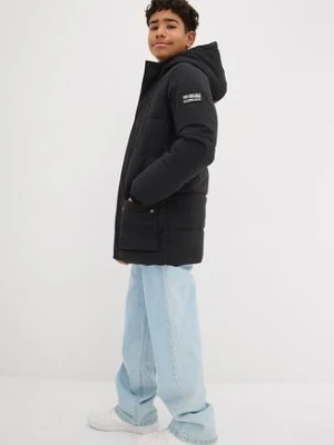 Pikowana parka ze sportowymi detalami i kapturem bonprix