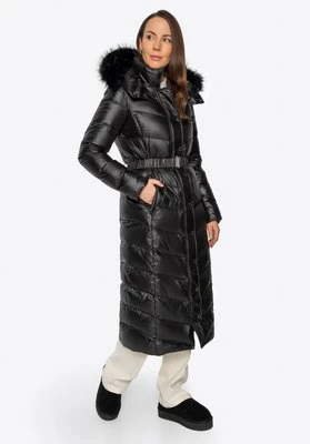 Pikowany damski płaszcz z naturalnym puchem czarny Wittchen