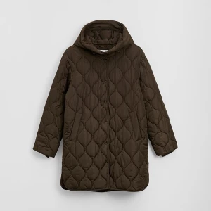 Pikowany płaszcz z kapturem brązowy House