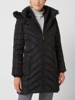 Pikowany płaszcz ze sztucznym futrem DKNY
