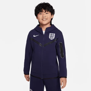 Piłkarska bluza z kapturem i zamkiem na całej długości dla dużych dzieci (chłopców) Anglia Tech Fleece - Fiolet Nike