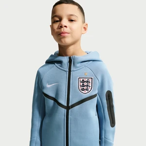 Piłkarska bluza z kapturem i zamkiem na całej długości dla dużych dzieci (chłopców) Anglia Tech Fleece - Niebieski Nike