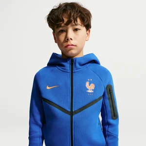 Piłkarska bluza z kapturem i zamkiem na całej długości dla dużych dzieci (chłopców) FFF Tech Fleece - Niebieski Nike