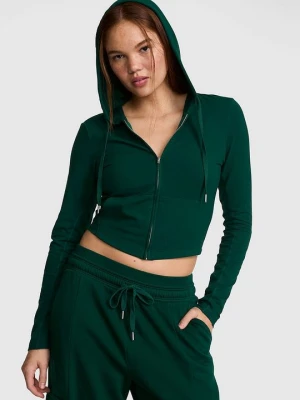 PINK Bawełniana bluza z kapturem i zamkiem na całej długości All-Day Cotton™ Victoria's Secret Zielony