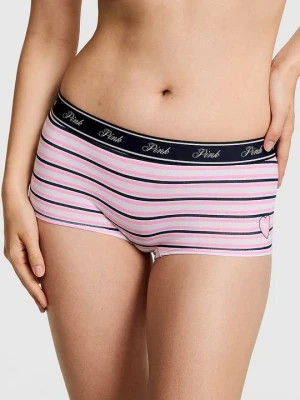 PINK Bawełniane figi bokserki z logo Victoria's Secret