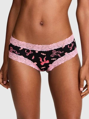 PINK Bawełniane figi Cheeky PINK Wink z koronkowym wykończeniem Victoria's Secret