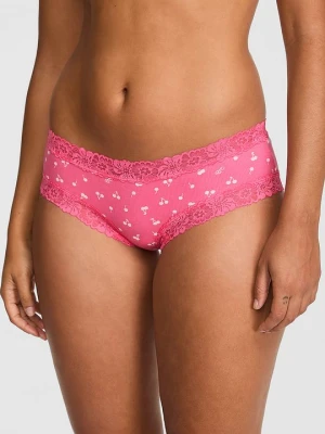 PINK Bawełniane figi cheeky z koronkową lamówką PINK Wink Victoria's Secret