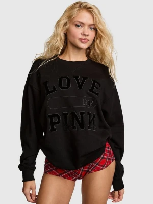 PINK Bluza Campus Fleece z okrągłym dekoltem Victoria's Secret Czarny