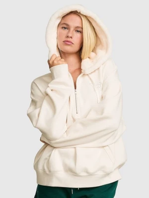 PINK Bluza z kapturem Campus Fleece z zamkiem do połowy Victoria's Secret Szary