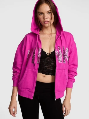 PINK Bluza z kapturem Campus Fleece zapinana na całej długości Victoria's Secret