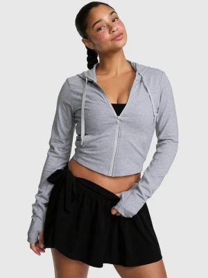 PINK Bluza z kapturem na zamek All-Day Cotton Victoria's Secret Szary