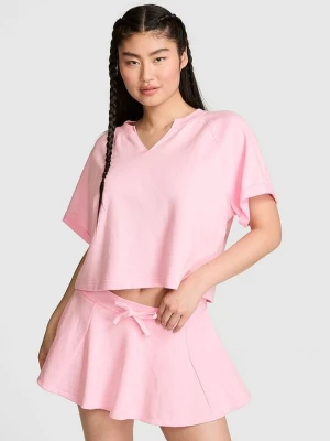 PINK Bluza z krótkim rękawem i okrągłym dekoltem Campus Terry Victoria's Secret